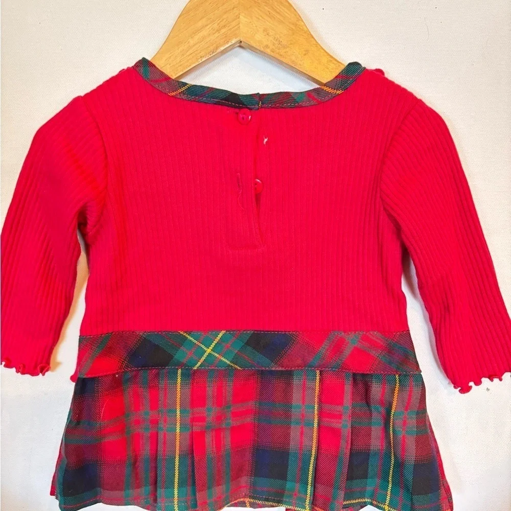 Youngland Girls 6-9M Dress Red Velvet Plaid Pleated Skirt